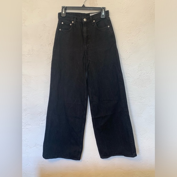 RAG & BONE SOFIE WIDE LEG HIGH RISE BLACK JEANS SZ 25 - Picture 7 of 15